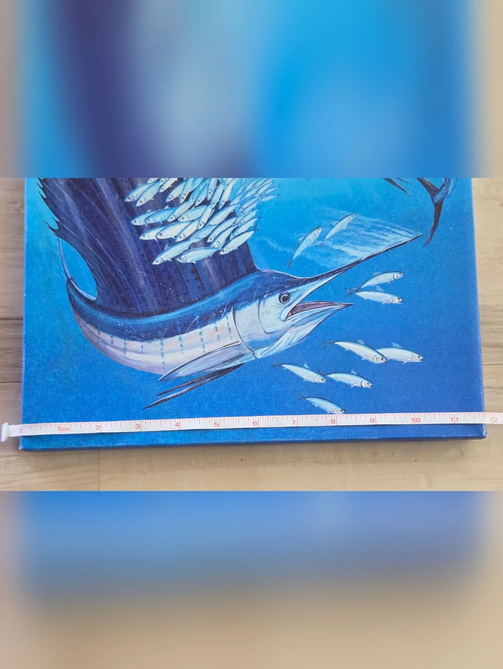 🩷Blue Marlin Swordfish Canvas Art Nautical Coastal Ocean Decor 12×12